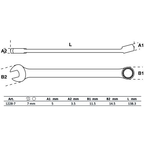 BGS Maul-Ringschlüssel | extra lang | SW 7 mm