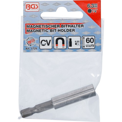 BGS Magnetischer Bithalter | Abtrieb Außensechskant 6,3 mm (1/4"") | 60 mm