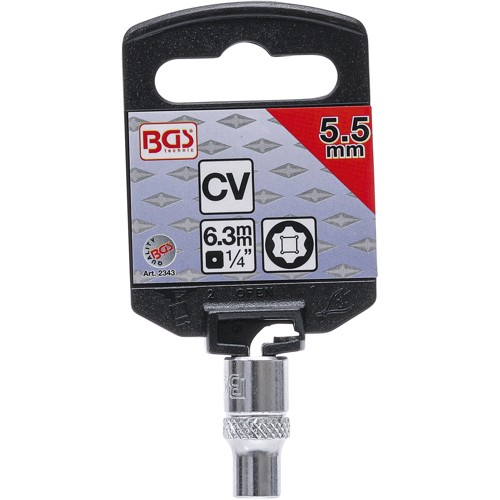 BGS Steckschlüssel-Einsatz Super Lock | Antrieb Innenvierkant 6,3 mm (1/4"") | SW 5,5 mm