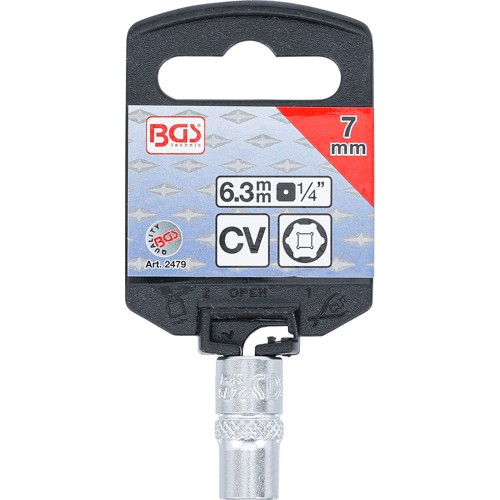 BGS Steckschlüssel-Einsatz Sechskant | Antrieb Innenvierkant 6,3 mm (1/4"") | SW 7 mm