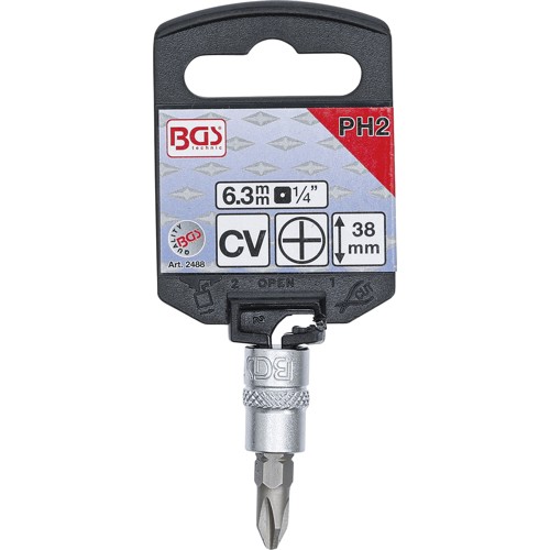 BGS Bit-Einsatz | Antrieb Innenvierkant 6,3 mm (1/4"") | Kreuzschlitz PH2