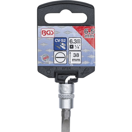 BGS Bit-Einsatz | Antrieb Innenvierkant 6,3 mm (1/4"") | Schlitz 6,5 mm