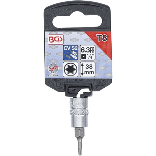 BGS Bit-Einsatz | Antrieb Innenvierkant 6,3 mm (1/4"") | T-Profil (für Torx) T8