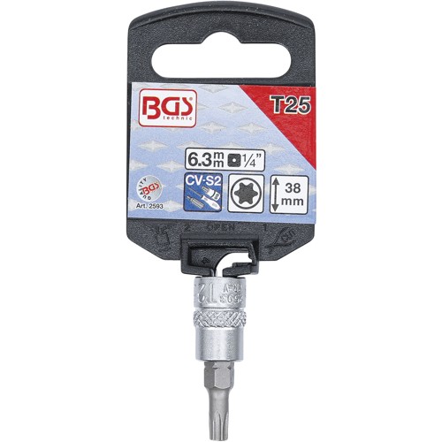 BGS Bit-Einsatz | Antrieb Innenvierkant 6,3 mm (1/4"") | T-Profil (für Torx) T25