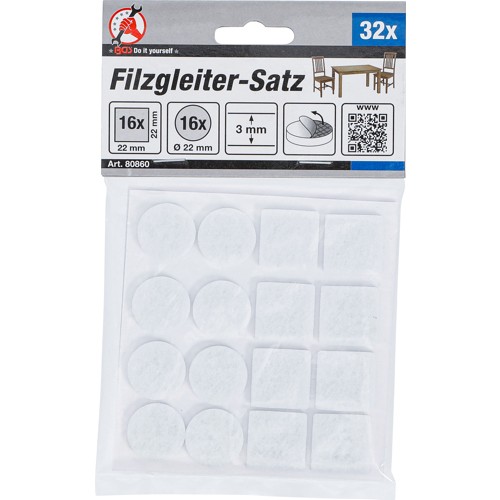 BGS Filzgleiter-Satz | weiß | 32-tlg.