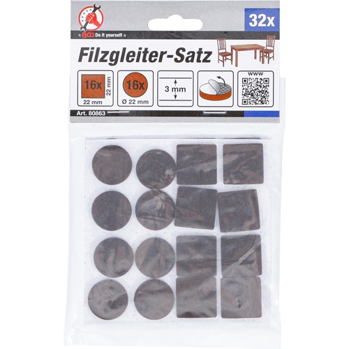BGS Filzgleiter-Satz | braun | 32-tlg.