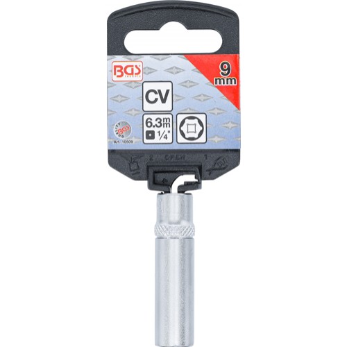 BGS Steckschlüssel-Einsatz Sechskant, tief | Antrieb Innenvierkant 6,3 mm (1/4"") | SW 9 mm