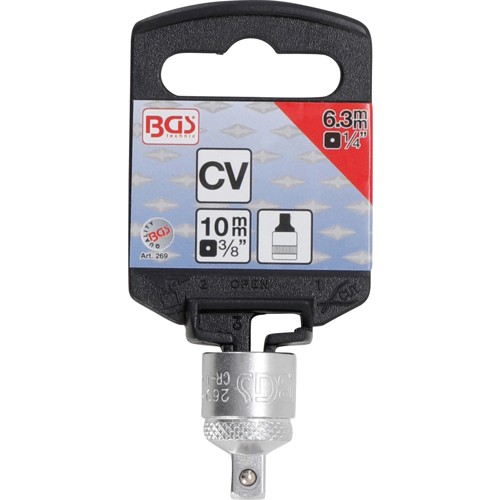 BGS Steckschlüssel-Adapter | Innenvierkant 10 mm (3/8"") - Außenvierkant 6,3 mm (1/4"")