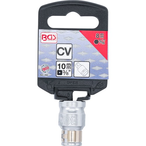 BGS Bit-Adapter mit Haltekugel | Innenvierkant 10 mm (3/8"") | Innensechskant 8 mm (5/16"")