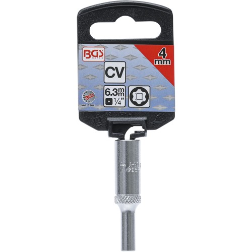 BGS Steckschlüssel-Einsatz Super Lock, tief | Antrieb Innenvierkant 6,3 mm (1/4"") | SW 4 mm