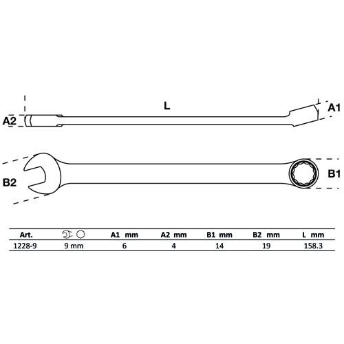 BGS Maul-Ringschlüssel | extra lang | SW 9 mm