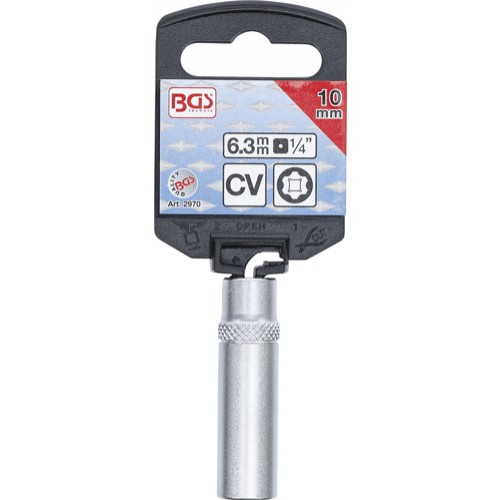 BGS Steckschlüssel-Einsatz Super Lock, tief | Antrieb Innenvierkant 6,3 mm (1/4"") | SW 10 mm
