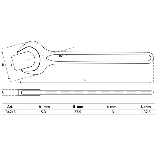 BGS Einmaulschlüssel | DIN 894 | SW 13 mm