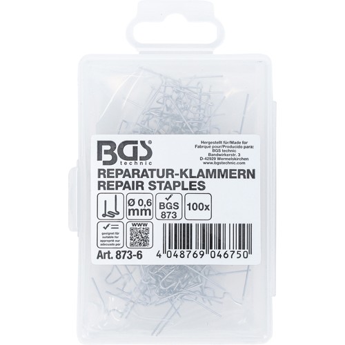 BGS Reparatur-Klammern | W-Form | Ø 0,6 mm | 100-tlg.