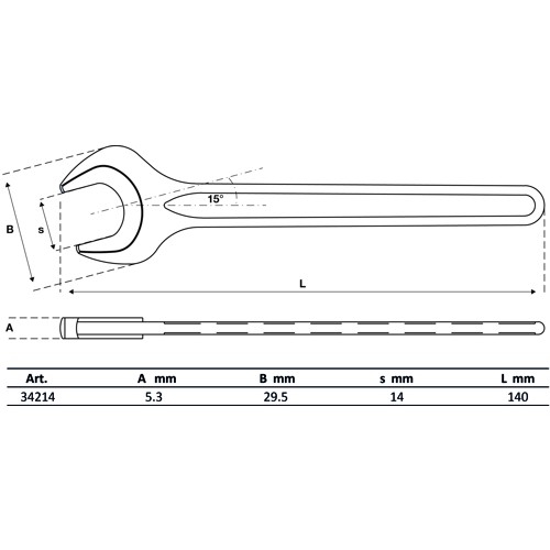 BGS Einmaulschlüssel | DIN 894 | SW 14 mm