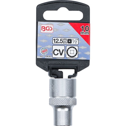 BGS Steckschlüssel-Einsatz Zwölfkant | Antrieb Innenvierkant 12,5 mm (1/2"") | SW 10 mm