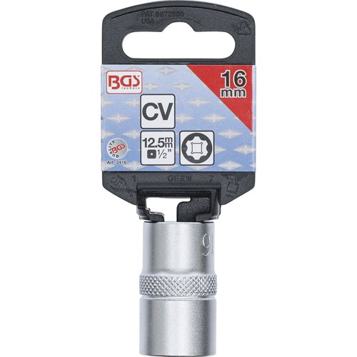 BGS Steckschlüssel-Einsatz Super Lock | Antrieb Innenvierkant 12,5 mm (1/2"") | SW 16 mm