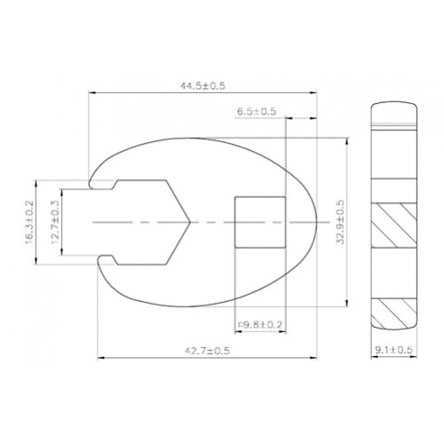 BGS Hahnenfußschlüssel | Antrieb Innenvierkant 10 mm (3/8"") | SW 16 mm