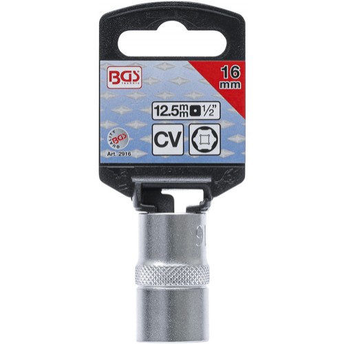BGS Steckschlüssel-Einsatz Sechskant | Antrieb Innenvierkant 12,5 mm (1/2"") | SW 16 mm