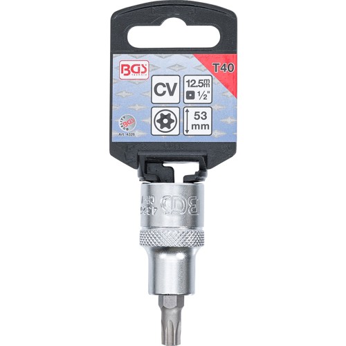 BGS Bit-Einsatz | Antrieb Innenvierkant 12,5 mm (1/2"") | T-Profil (für Torx) mit Bohrung T40