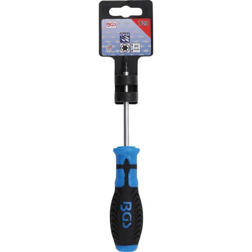 BGS Schraubendreher | T-Profil (für Torx) T20 | Klingenlänge 80 mm