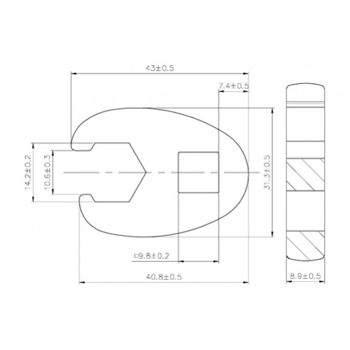 BGS Hahnenfußschlüssel | Antrieb Innenvierkant 10 mm (3/8"") | SW 14 mm