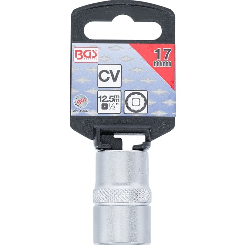 BGS Steckschlüssel-Einsatz Zwölfkant | Antrieb Innenvierkant 12,5 mm (1/2"") | SW 17 mm