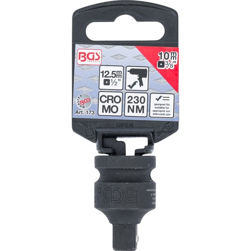 BGS Kraft-Steckschlüssel-Adapter | Innenvierkant 12,5 mm (1/2"") - Außenvierkant 10 mm (3/8"")