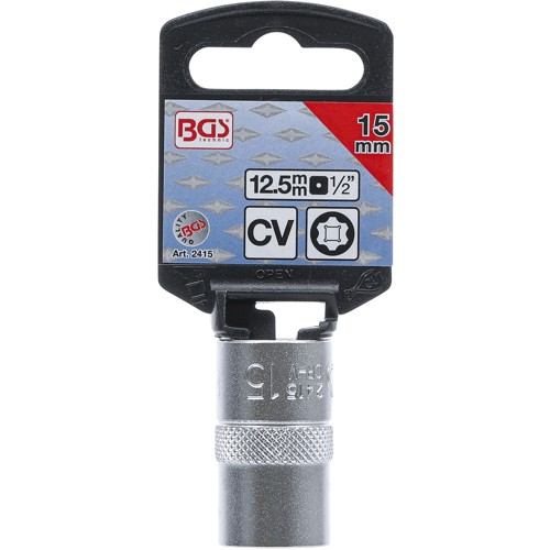 BGS Steckschlüssel-Einsatz Super Lock | Antrieb Innenvierkant 12,5 mm (1/2"") | SW 15 mm