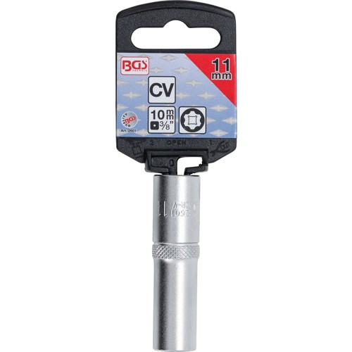BGS Steckschlüssel-Einsatz Super Lock, tief | Antrieb Innenvierkant 10 mm (3/8"") | SW 11 mm