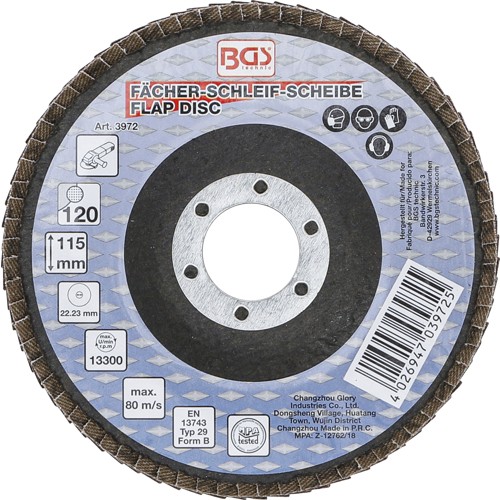 BGS Fächer-Schleif-Scheibe | Ø 115 mm | K 120