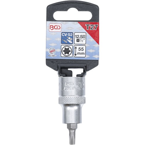 BGS Bit-Einsatz | Antrieb Innenvierkant 12,5 mm (1/2"") | T-Profil (für Torx) T27