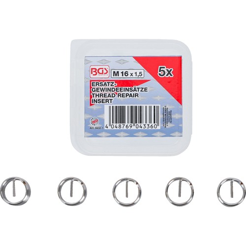 BGS Ersatz-Gewindeeinsätze | M16 x 1,5 mm | 5-tlg.