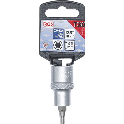 BGS Bit-Einsatz | Antrieb Innenvierkant 12,5 mm (1/2"") | T-Profil (für Torx) T30