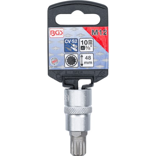 BGS Bit-Einsatz | Antrieb Innenvierkant 10 mm (3/8"") | Innenvielzahn (für XZN) M12