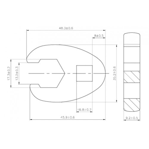 BGS Hahnenfußschlüssel | Antrieb Innenvierkant 10 mm (3/8"") | SW 17 mm