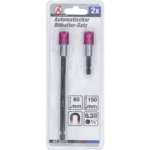 BGS Automatischer Bithalter-Satz | Abtrieb Innensechskant 6,3 mm (1/4"") | 60 / 150 mm | 2-tlg.