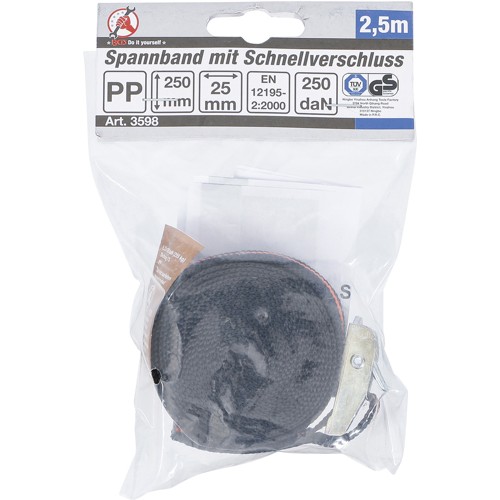 BGS Spannband mit Schnellverschluss | 2,5 m x 25 mm