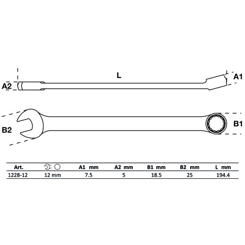 BGS Maul-Ringschlüssel | extra lang | SW 12 mm