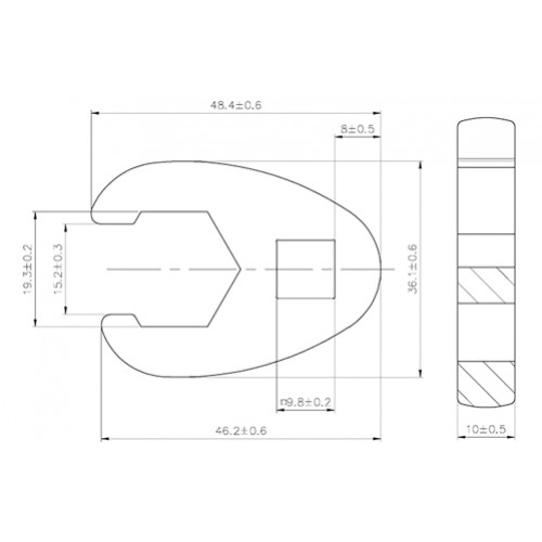 BGS Hahnenfußschlüssel | Antrieb Innenvierkant 10 mm (3/8"") | SW 19 mm