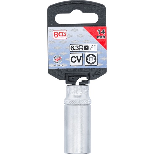 BGS Steckschlüssel-Einsatz Super Lock, tief | Antrieb Innenvierkant 6,3 mm (1/4"") | SW 14 mm