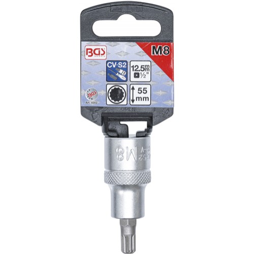 BGS Bit-Einsatz | Antrieb Innenvierkant 12,5 mm (1/2"") | Innenvielzahn (für XZN) M8