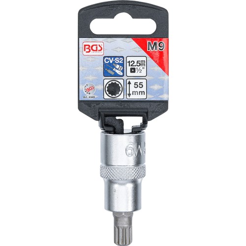 BGS Bit-Einsatz | Antrieb Innenvierkant 12,5 mm (1/2"") | Innenvielzahn (für XZN) M9