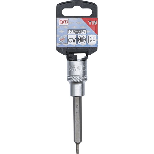 BGS Bit-Einsatz | Länge 100 mm | Antrieb Innenvierkant 12,5 mm (1/2"") | T-Profil (für Torx) T15