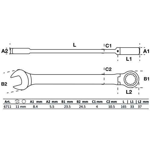 BGS Ratschenring-Maulschlüssel | abwinkelbar | SW 11 mm