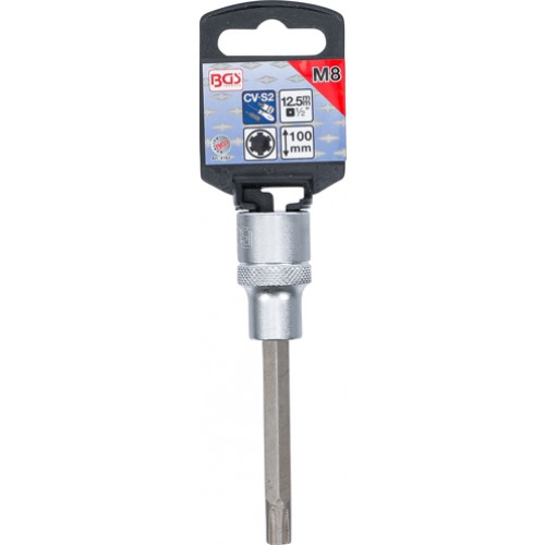 BGS Bit-Einsatz | Länge 100 mm | Antrieb Innenvierkant 12,5 mm (1/2"") | Keil-Profil (für RIBE) M8