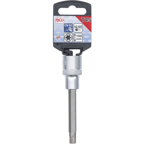 BGS Bit-Einsatz | Länge 100 mm | Antrieb Innenvierkant 12,5 mm (1/2"") | T-Profil (für Torx) T45