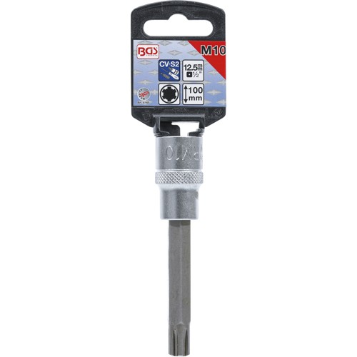 BGS Bit-Einsatz | Länge 100 mm | Antrieb Innenvierkant 12,5 mm (1/2"") | Keil-Profil (für RIBE) M10