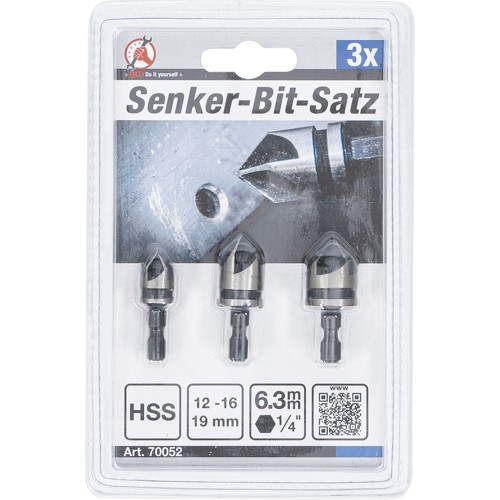 BGS Senker-Bit-Satz | HSS | Antrieb 6,3 mm (1/4"") | 12 - 16 - 19 mm | 3-tlg.