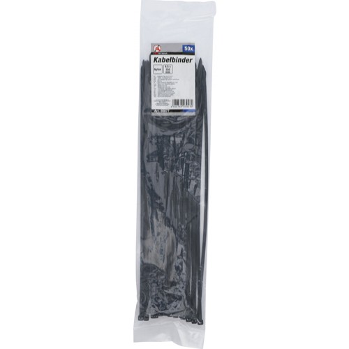 BGS Kabelbinder-Sortiment | schwarz | 4,5 x 350 mm | 50-tlg.